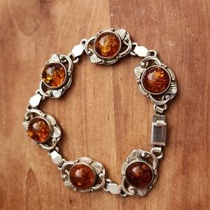 Vintage sterling and amber bracelet